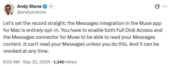 Andy Stone's post on X