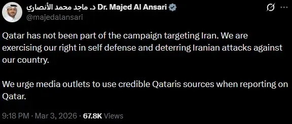 Majed Al Ansari's post on X