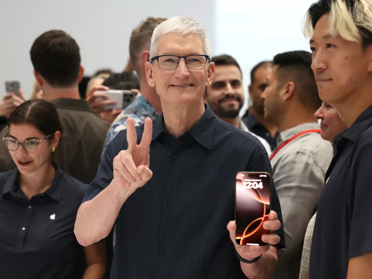 Apple CEO Tim Cook at a special event at Apple headquarters on September 09, 2024 in Cupertino, California. (Photo by Justin Sullivan/Getty Images)