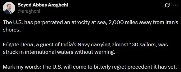 Seyed Abbas Araghchi's post on X