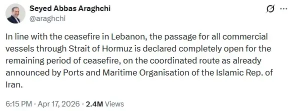 Seyed Abbas Araghchi's post on X