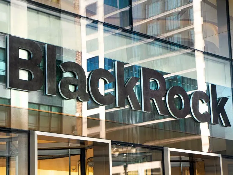 BlackRock, Inc., American international investment company, company sign outside building headquarters.
