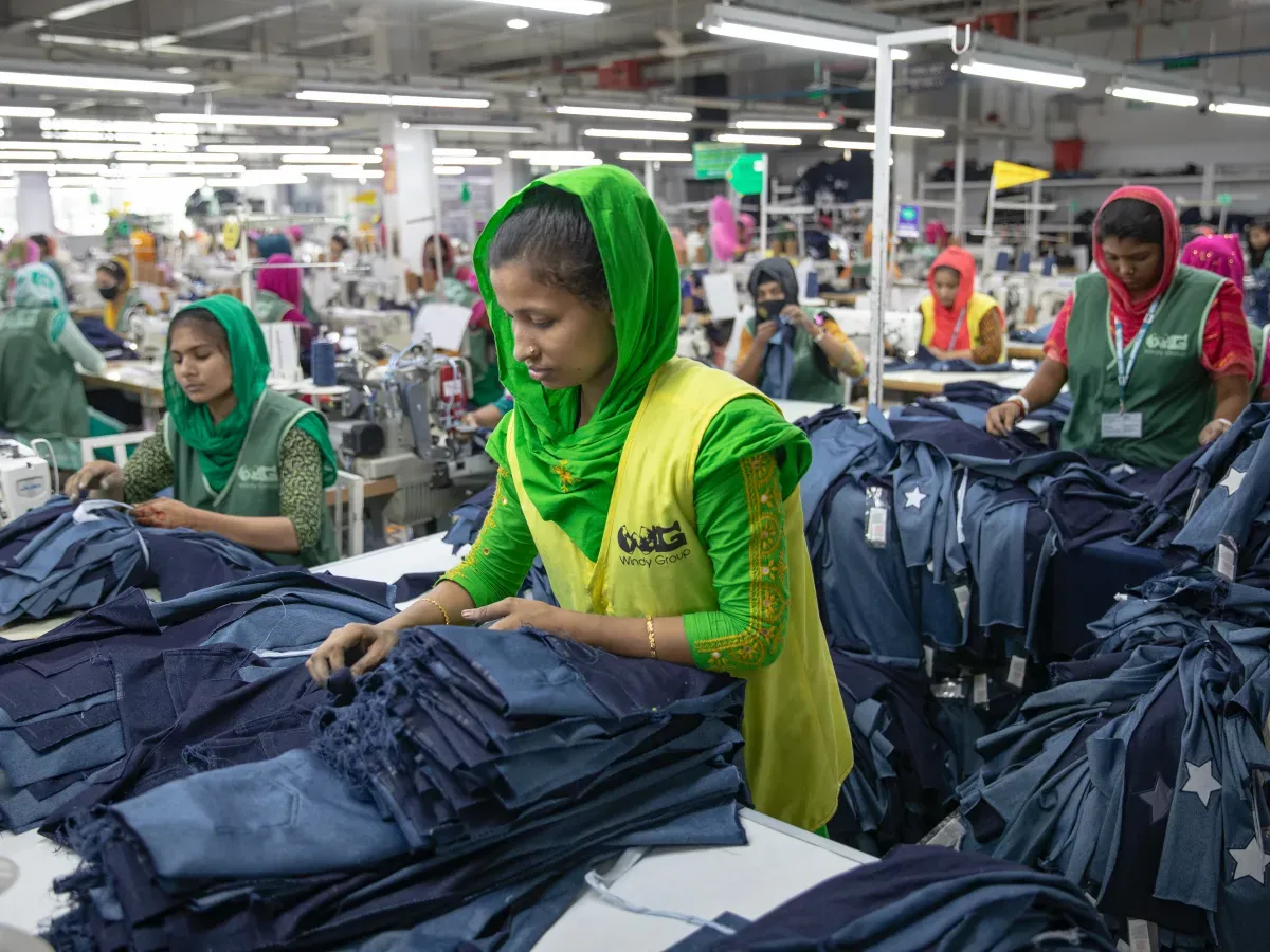 A readymade garments worker works in a green factory in Tongi, Bangladesh, on July 6, 2025. (Photo by Salahuddin Ahmed/Drik/Getty Images)