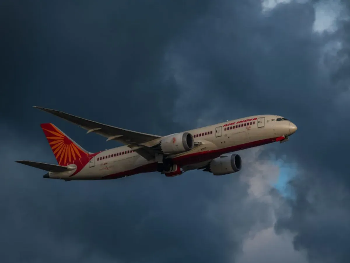 An Air India Boeing 787 ''Dreamliner'' takes off from Hong Kong Airport in Hong Kong, China, on 19 May 2021. 