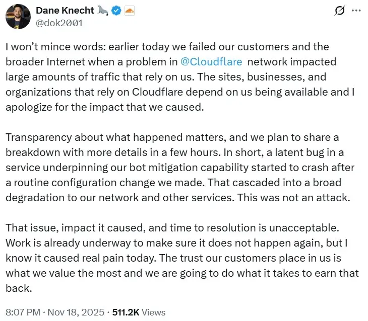 Dane Knecht's post on X