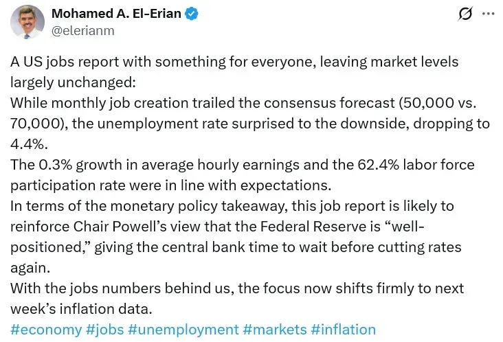 Mohamed El-Erian's post on X