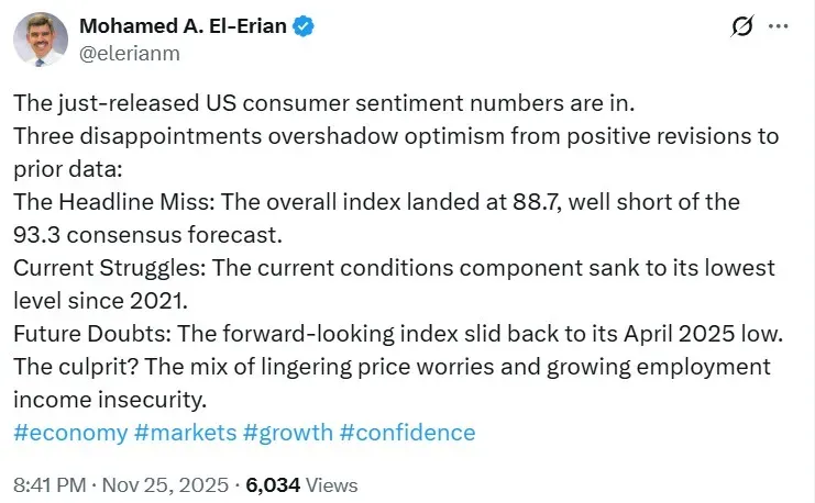 Mohamed El-Erian's post on X