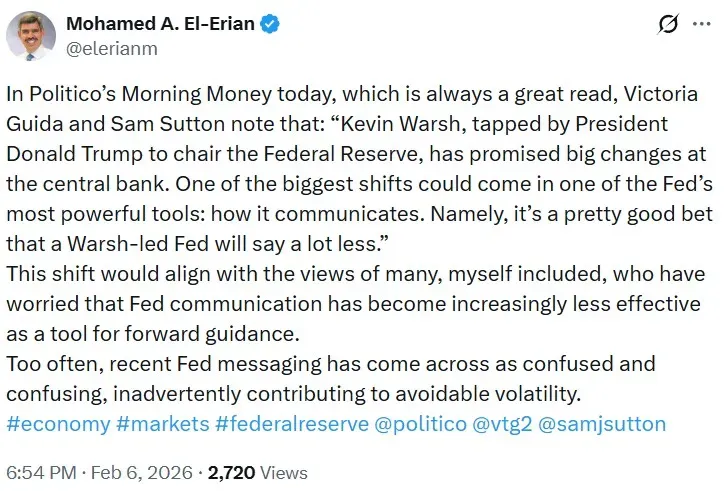 Mohamed El-Erian's post on X