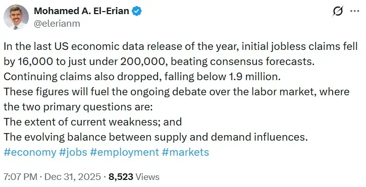 Mohamed El-Erian's post on X