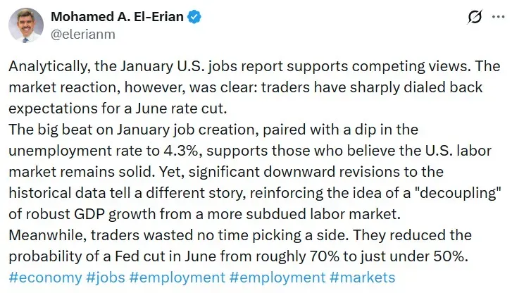 Mohamed El-Erian's post on X