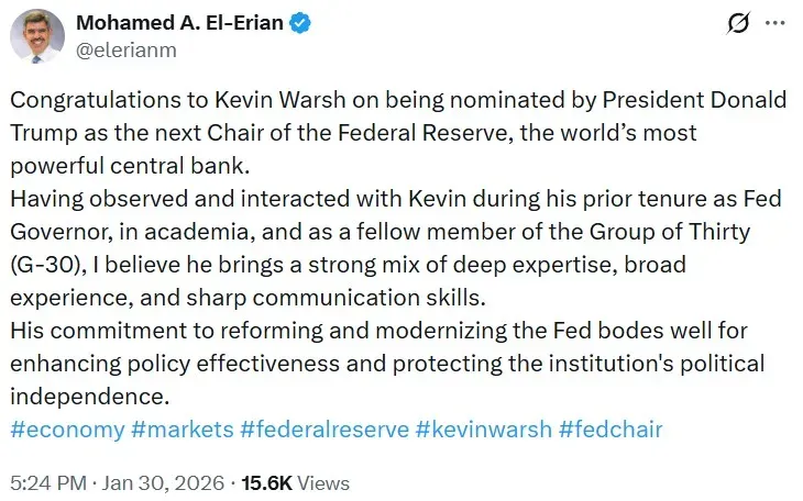 Mohamed El-Erian's post on X