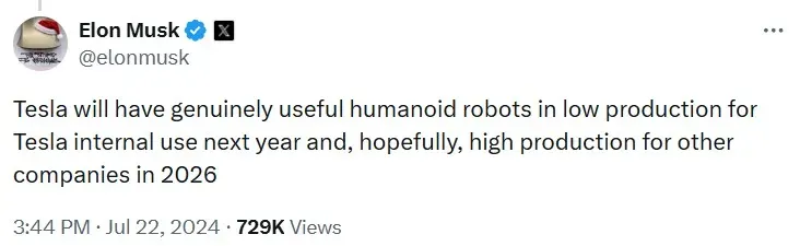 Elon Musk's post on X