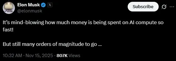 Elon Musk's post on X