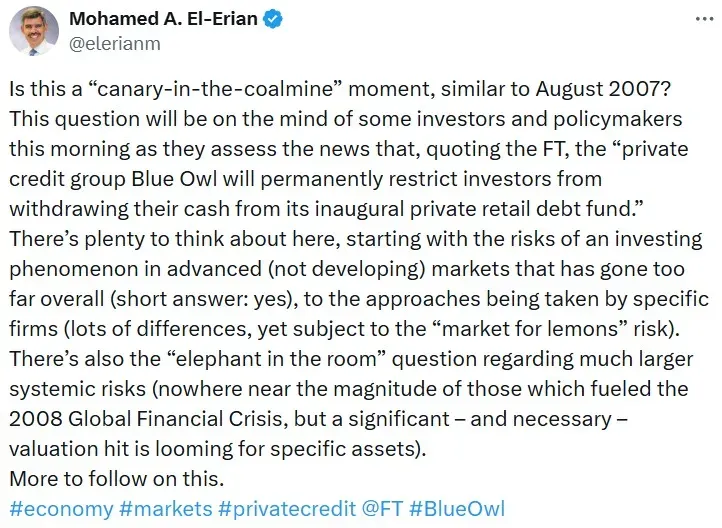 Mohamed El-Erian's post on X