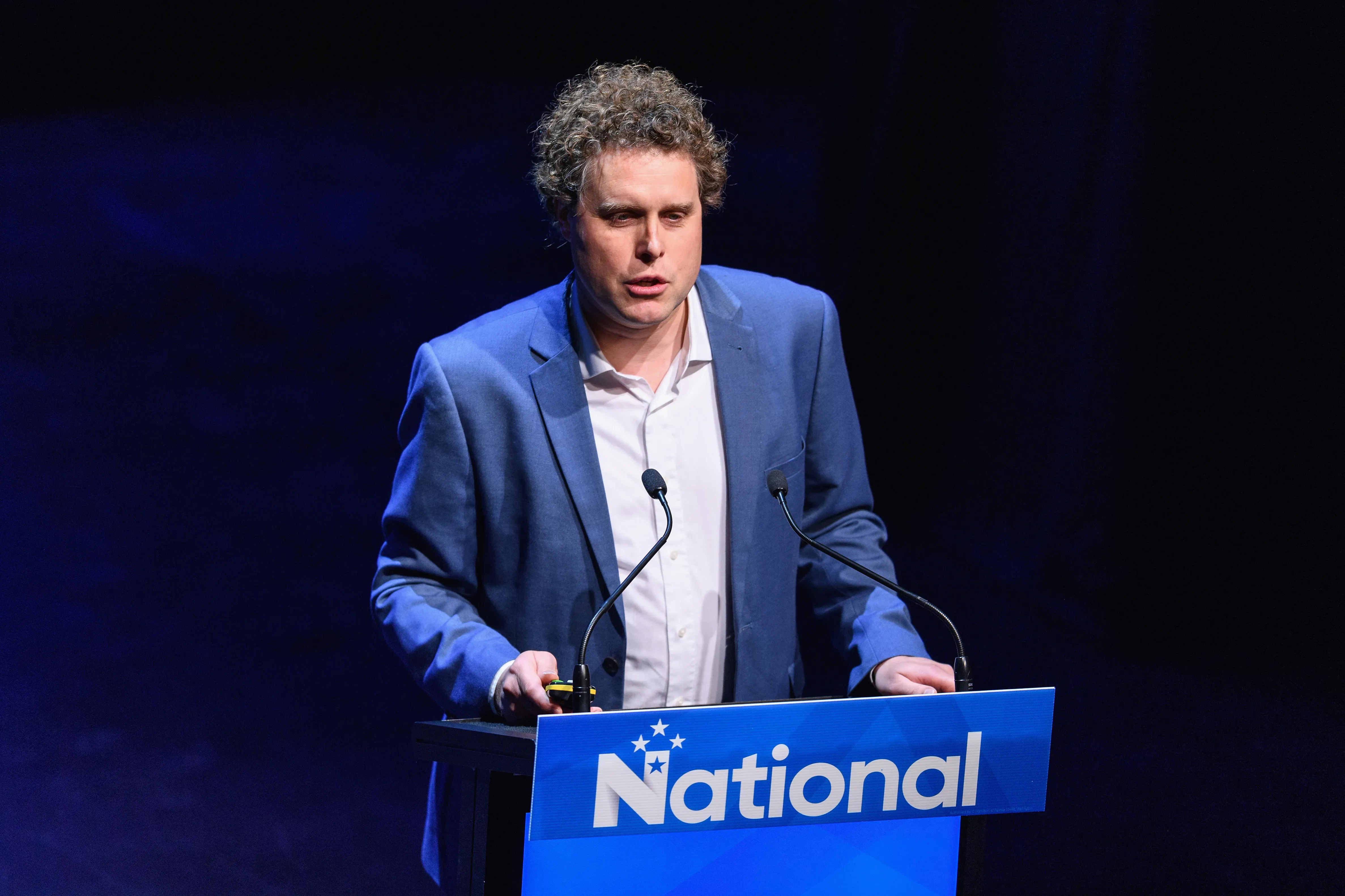 Rocket Lab CEO Peter Beck speaks during the 83rd Annual National Party Conference at Christchurch Town Hall on July 27, 2019 in Christchurch, New Zealand. (Photo by Kai Schwoerer/Getty Images)