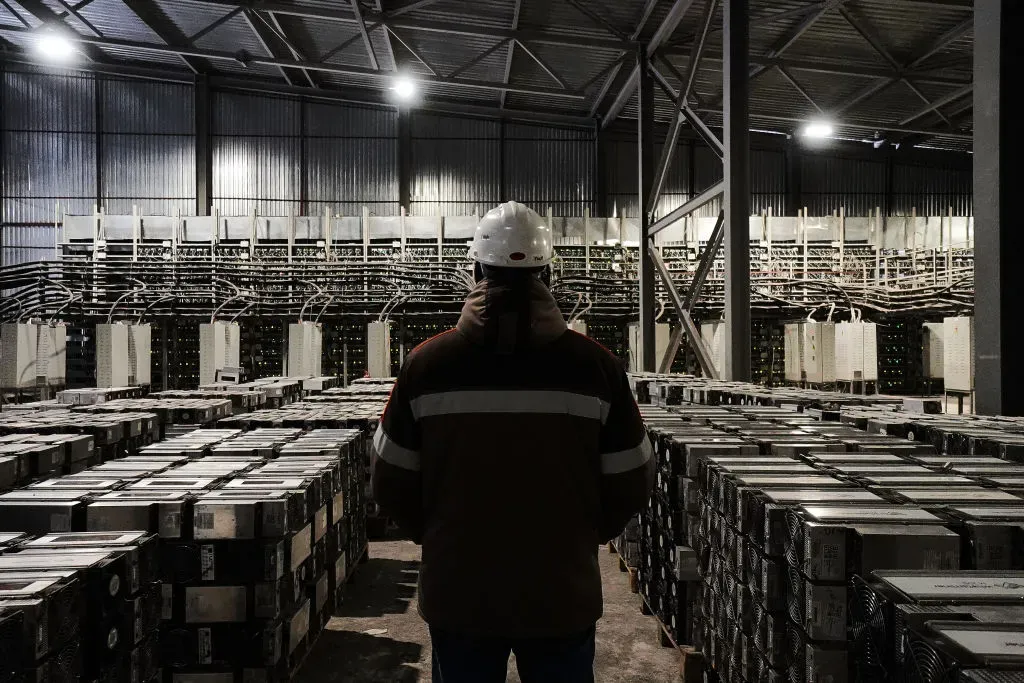 Enegix staff works at the data center, which is one of the largest Bitcoin mines in the World in Ekibastus, Kazakhstan.