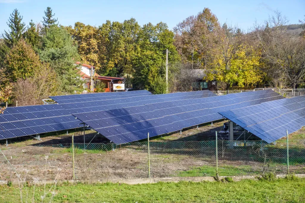 A large solar farm is producing ecological electricity from the sun in Bogacs, Hungary.