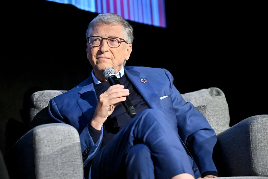 Bill Gates speaks onstage for a special conversation during "What’s Next? The Future With Bill Gates"at The Paris Theater on September 26, 2024 in New York City.