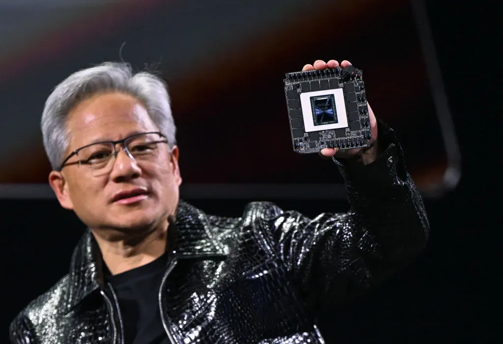 Nvidia CEO Jensen Huang addresses participants at the keynote of CES 2025 in Las Vegas.