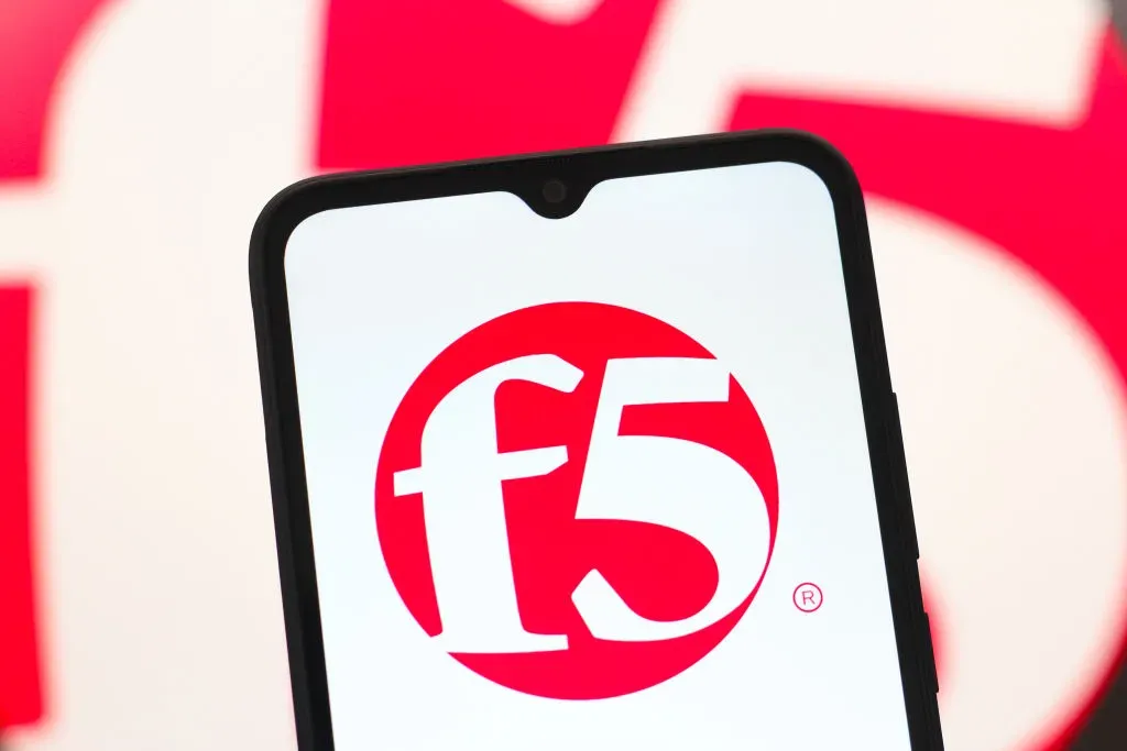 In this photo illustration, the F5, Inc. logo is seen displayed on a smartphone screen.