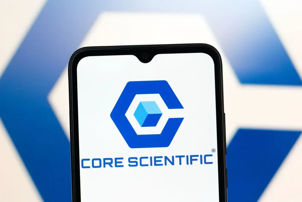 In this photo illustration, the Core Scientific Inc. logo is seen displayed on a smartphone screen.