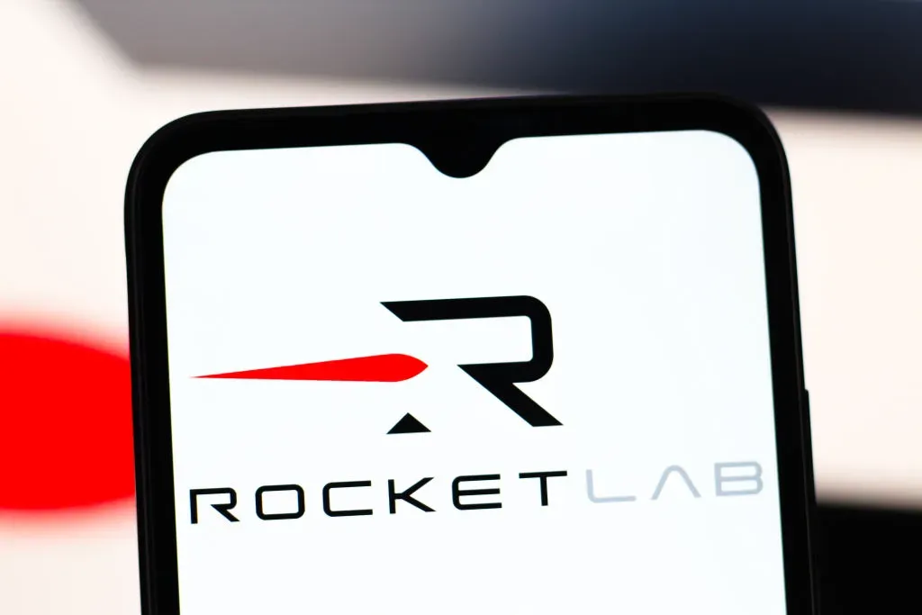  In this photo illustration, the Rocket Lab logo is seen displayed on a smartphone screen.