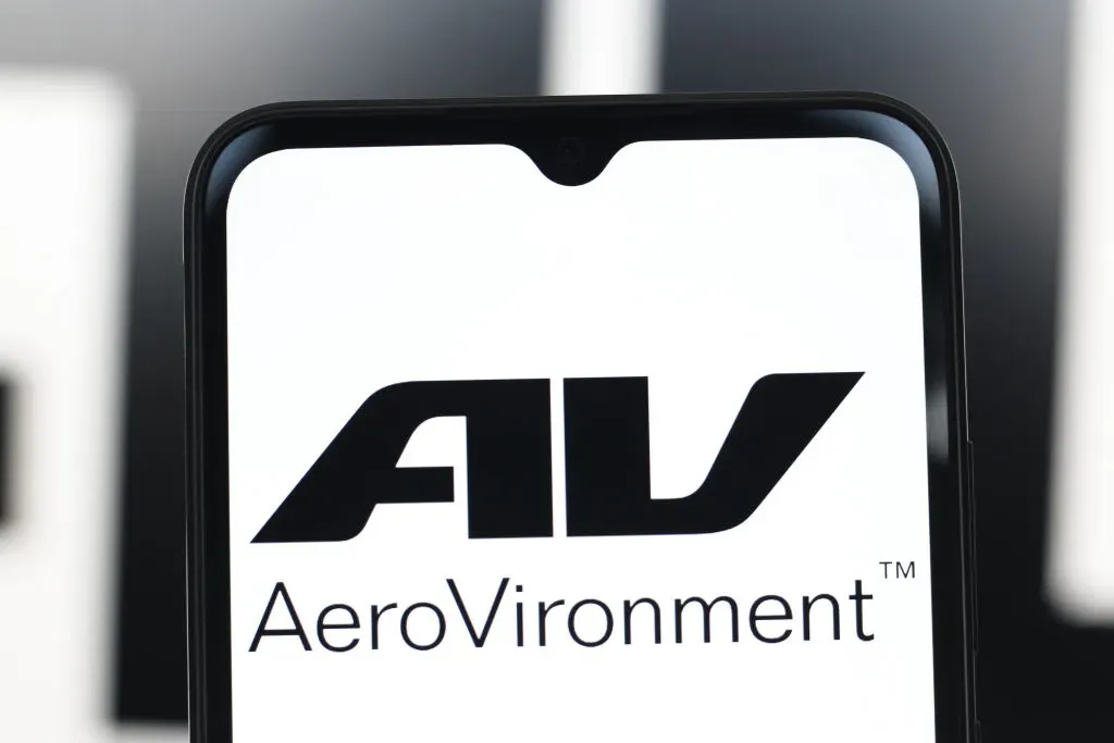 In this photo illustration, the AeroVironment logo is seen displayed on a smartphone screen. 