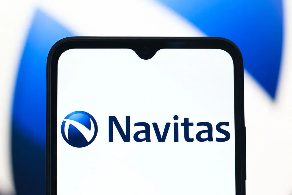 In this photo illustration, the Navitas Semiconductor Corporation logo is seen displayed on a smartphone screen.