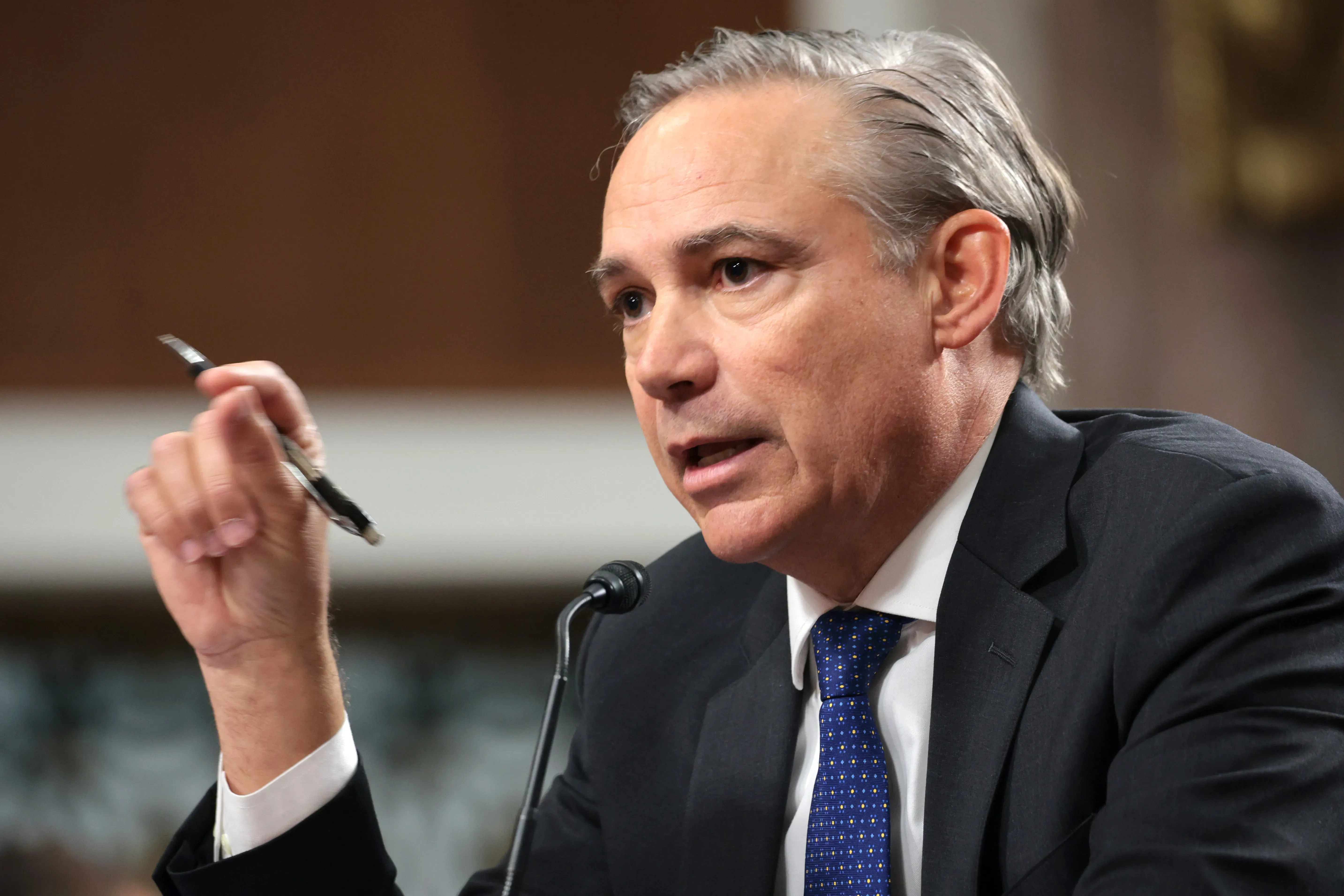 President and CEO of Boeing Kelly Ortberg testifies before the Senate Commerce, Science, and Transportation Committee in the Dirksen Senate Office Building on April 02, 2025.
