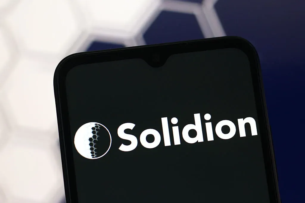 In this photo illustration, the Solidion Technology logo is seen displayed on a smartphone screen.