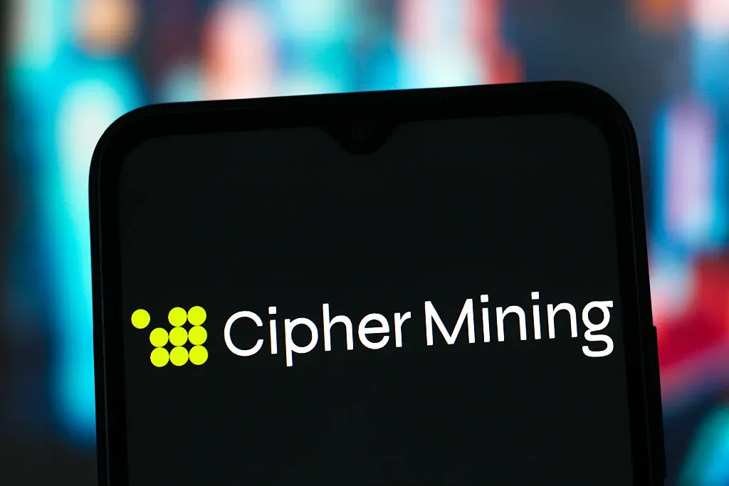 In this photo illustration, the Cipher Mining logo is seen displayed on a smartphone screen.