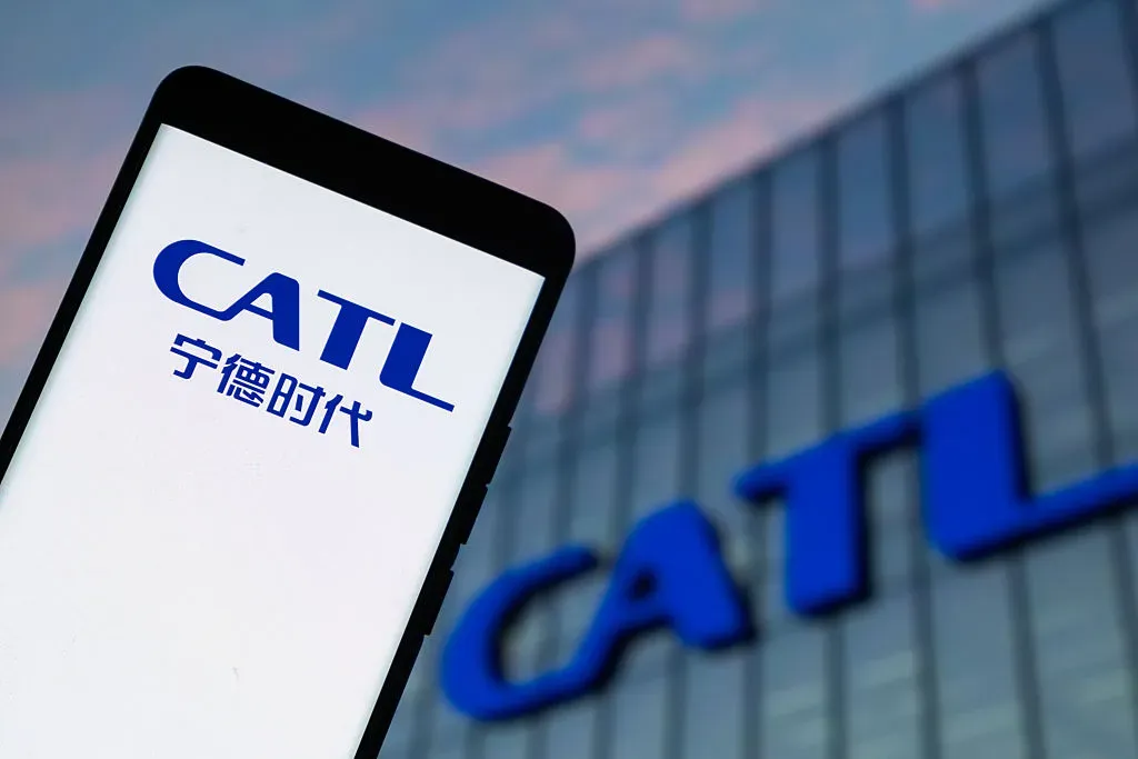 An illustration photo shows the CATL LOGO with the LOGO of the Hong Kong Stock Exchange in the background in Chongqing, China.