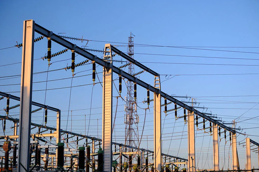 Transformers are seen on May 9, 2025 in Courcelles, Belgium. 