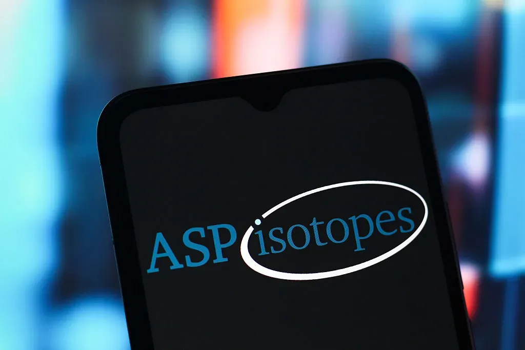In this photo illustration, the ASP Isotopes logo is seen displayed on a smartphone screen.