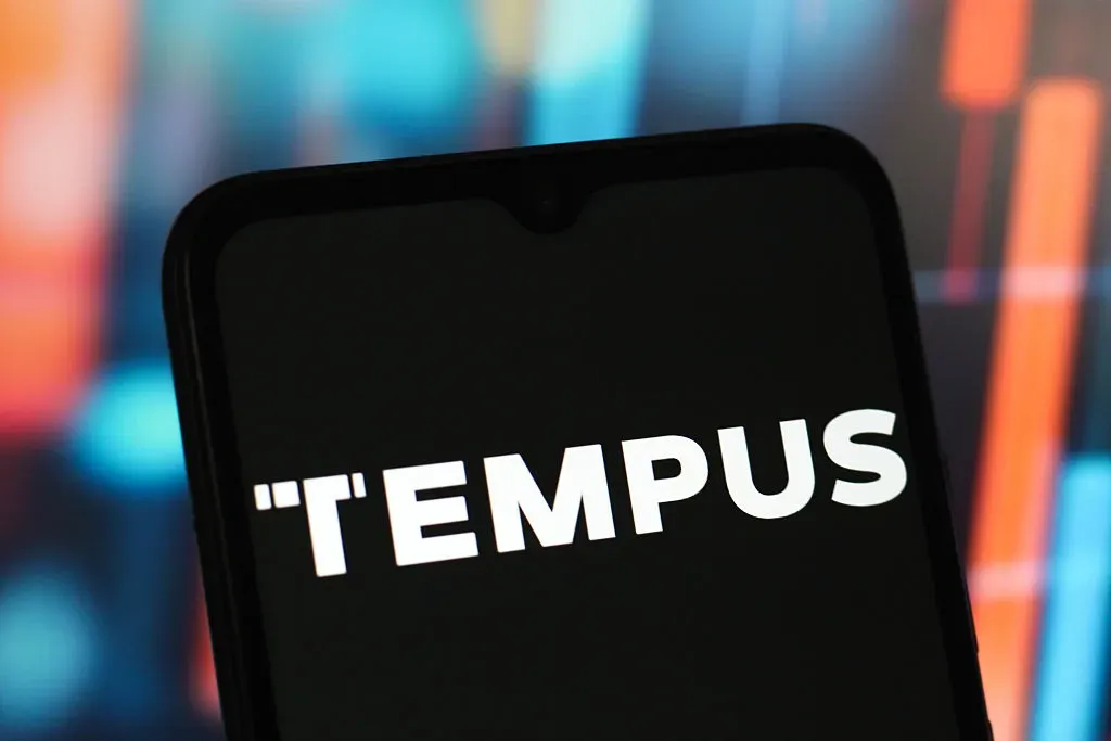 In this photo illustration, the Tempus AI logo is seen displayed on a smartphone screen.