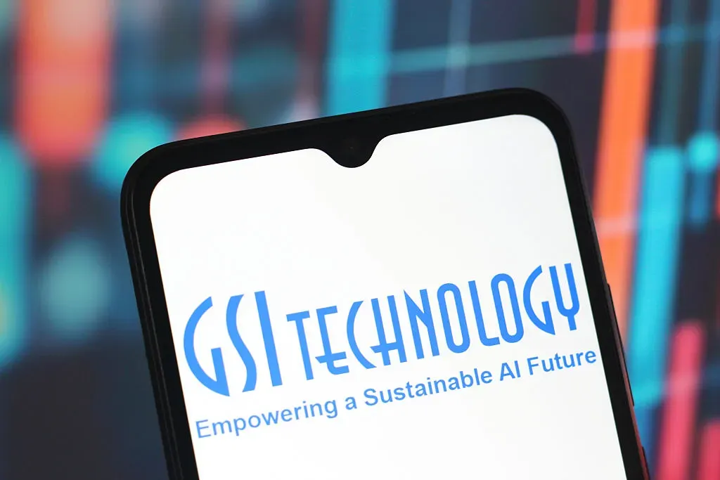 In this photo illustration, the GSI Technology logo is seen displayed on a smartphone screen. 