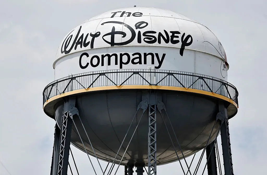A water tower stands at Walt Disney Studios on June 3, 2025 in Burbank, California. A water tower stands at Walt Disney Studios on June 3, 2025 in Burbank, California.