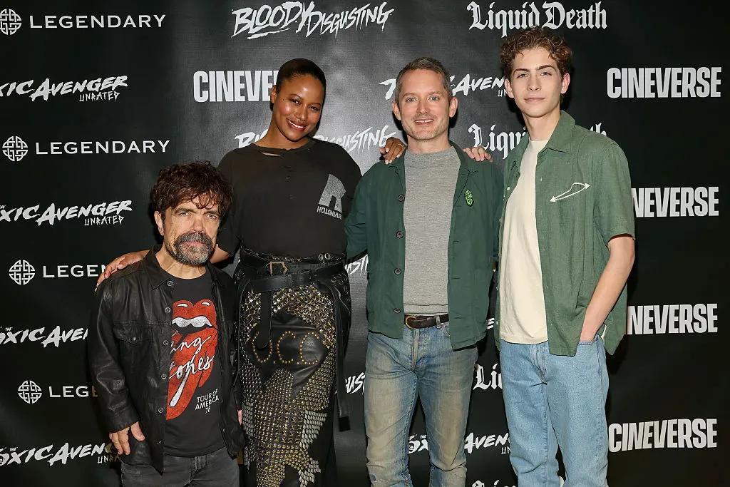  Peter Dinklage, Taylour Paige, Elijah Wood and Jacob Tremblay attend the 2025 Comic-Con International: San Diego - Premiere Of Cineverse's "The Toxic Avenger".