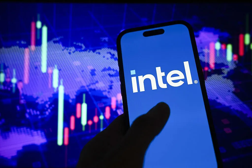 In this photo illustration the Intel logo is seen on a smartphone in Ankara, Turkiye, on August 19, 2025.