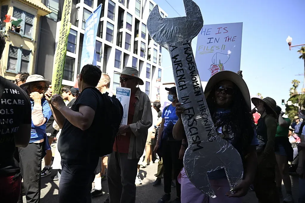 Union members, community activists, and Pro-Palestinians rally and march through streets at Mission District