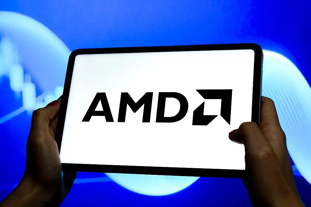  In this photo illustration, the logo of Advanced Micro Devices, Inc. (AMD) is displayed on the screen of a tablet.