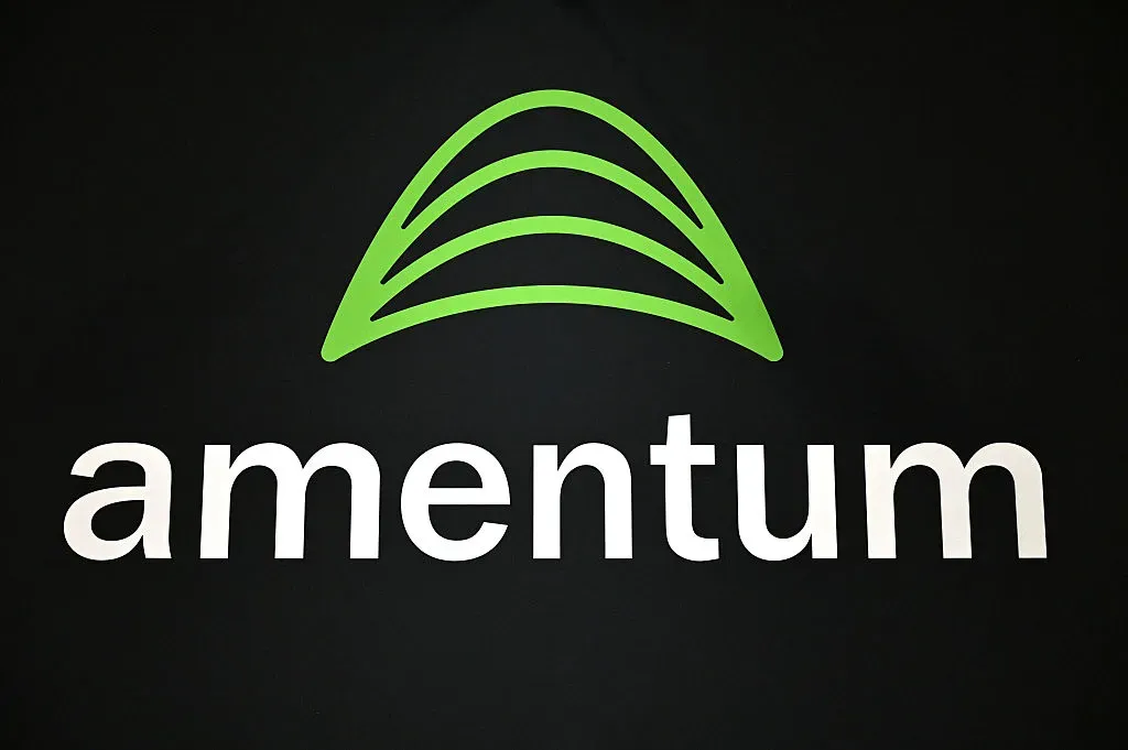 The Amentum company logo is displayed during the Security Equipment International (DSEI) at London.