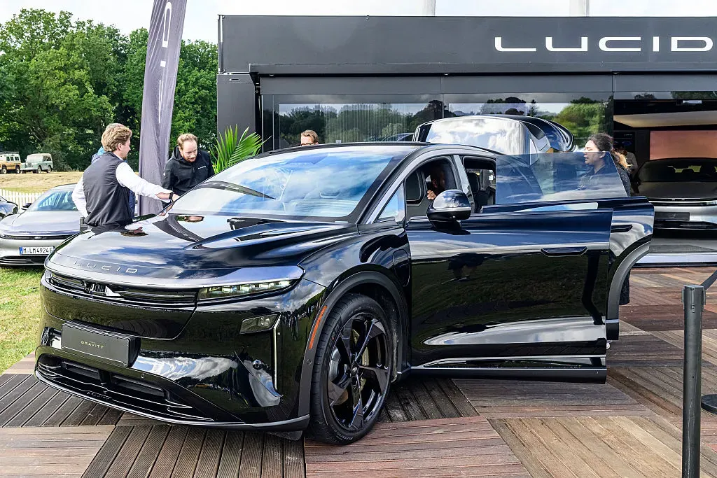 Lucid Gravity battery electric mid-size luxury crossover SUV on display during the 2025 Wheels at Mariënwaerdt car show on September 13 in Beesd, The Netherlands.