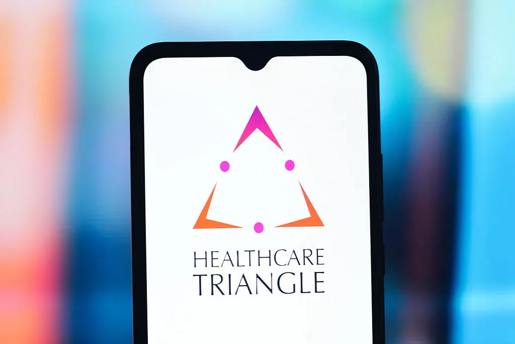 In this photo illustration, the Healthcare Triangle logo is seen displayed on a smartphone screen.