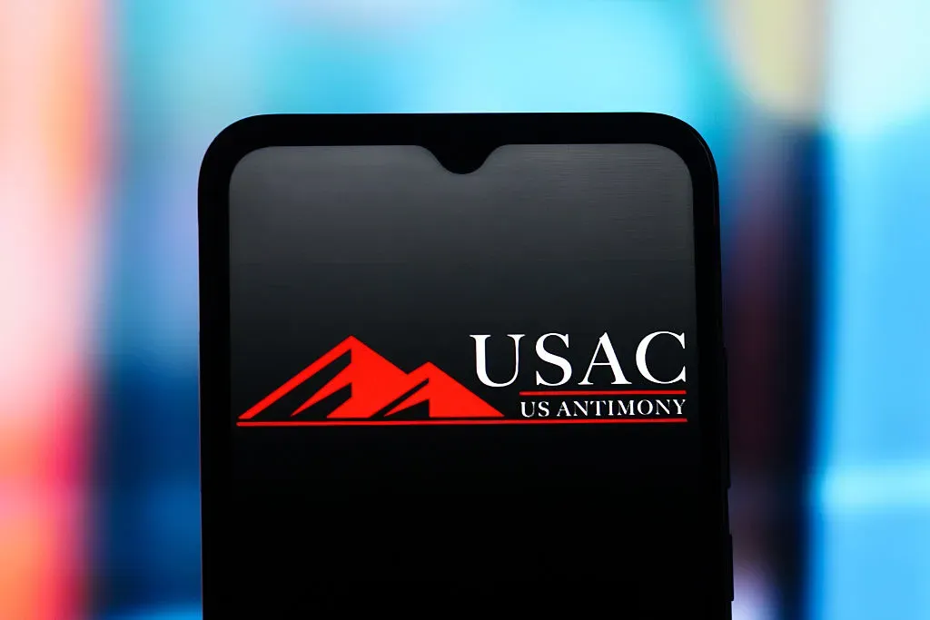 In this photo illustration, the United States Antimony (US Antimony) logo is seen displayed on a smartphone screen