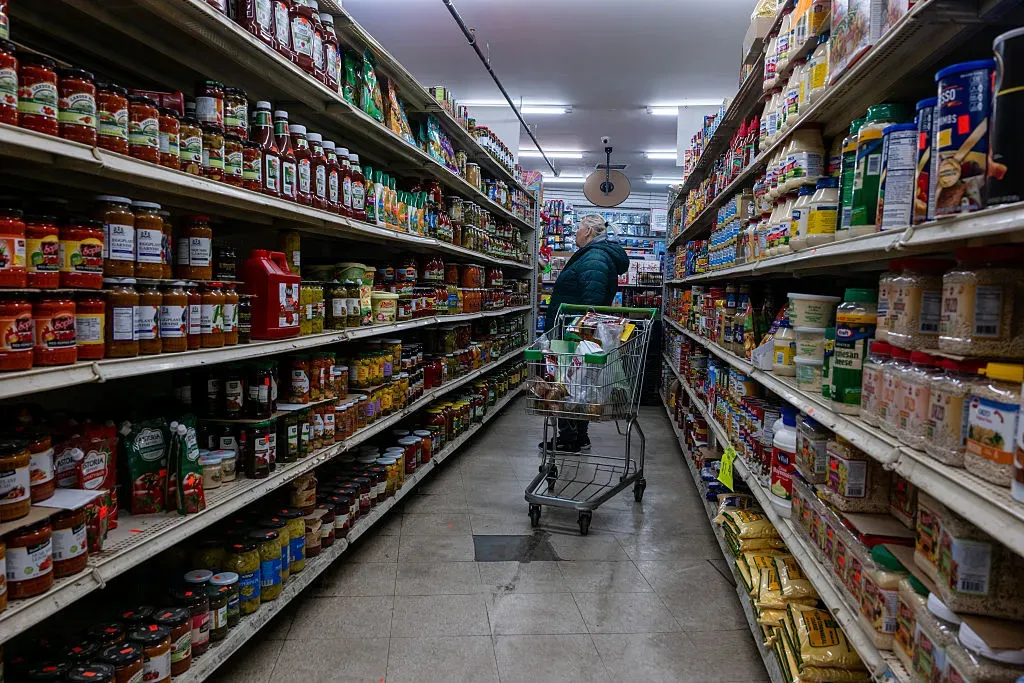 People shop at a grocery store in Brooklyn on December 12, 2025 in New York City.