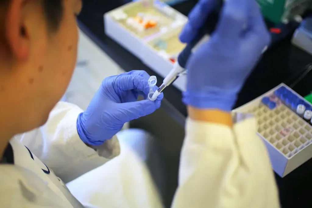 Senior scientist Zhou Han sets up a quantitative PCR (polymerase chain reaction).