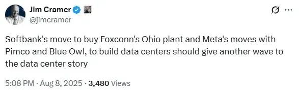 Jim Cramer's post on X