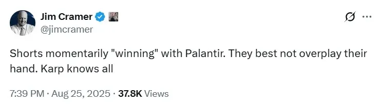 Jim Cramer's post on X