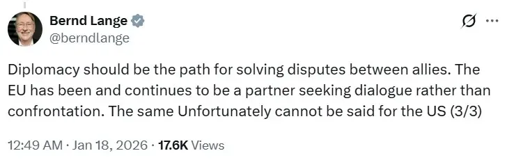 Bernd Lange's post on X